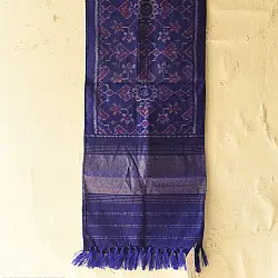 Vasant . वसंत ~ Woolen Patola Muffler ~ Blue Traditional