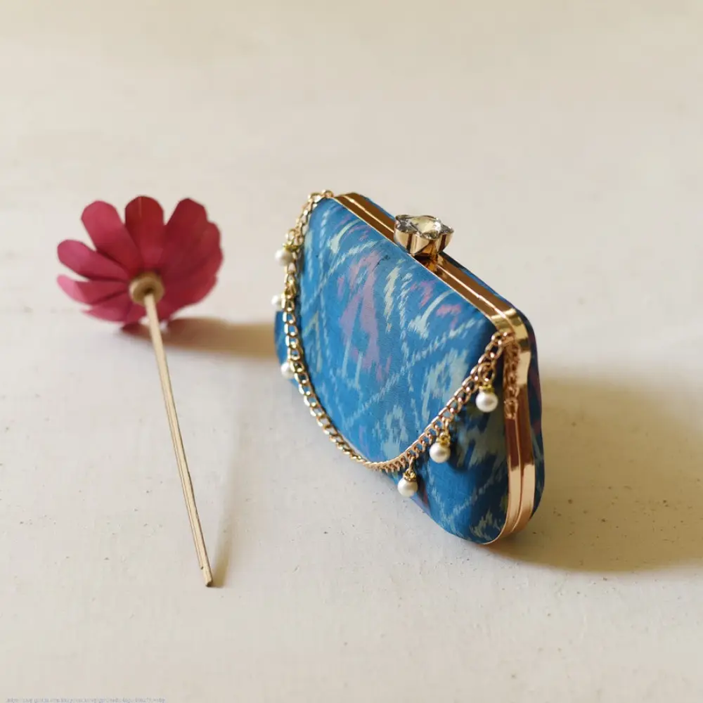 shop Blue Patola Clutch Purse / Sling Bag