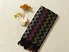Rasika . रसिका ♡ Handwoven Patola Cotton Dupatta ~  Black Zig Zag
