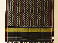 Rasika . रसिका ♡ Handwoven Patola Cotton Dupatta ~  Black Zig Zag