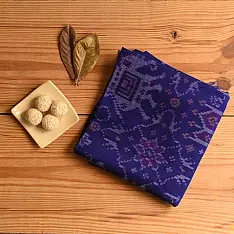 Vasant . वसंत ~ Woolen Patola Shawl ~ Blue Hathi Motif