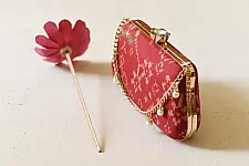 A pocket full of joy ~ Patola Clutch Purse / Sling Bag - Maroon 