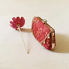 A pocket full of joy ~ Patola Clutch Purse / Sling Bag - Maroon 