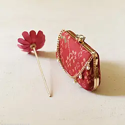 A pocket full of joy ~ Patola Clutch Purse / Sling Bag - Maroon 