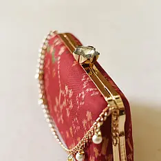 A pocket full of joy ~ Patola Clutch Purse / Sling Bag - Maroon 