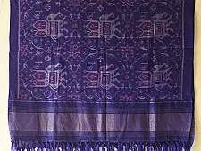 Vasant . वसंत ~ Woolen Patola Shawl ~ Blue Hathi Motif