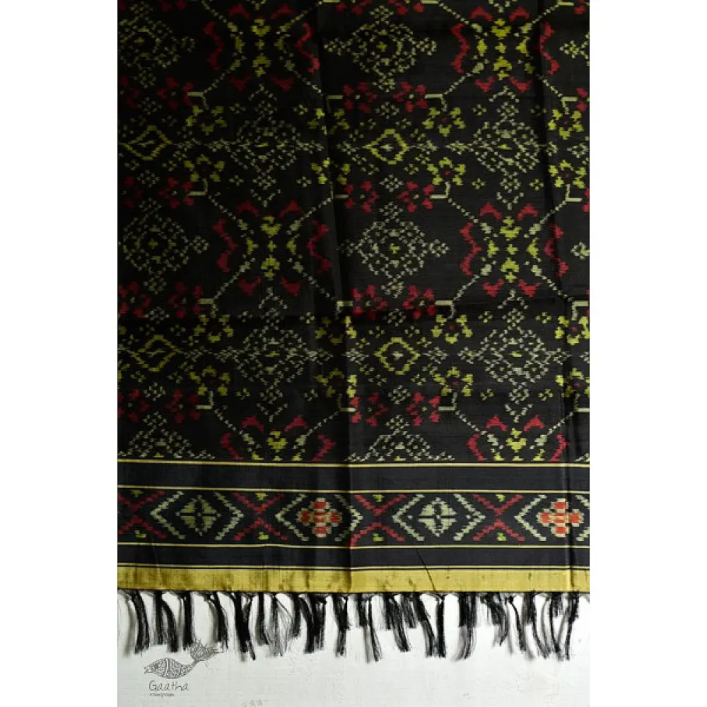 shop pure silk patola dupatta in black color