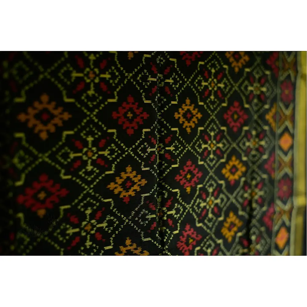 shop pure silk patola dupatta - black
