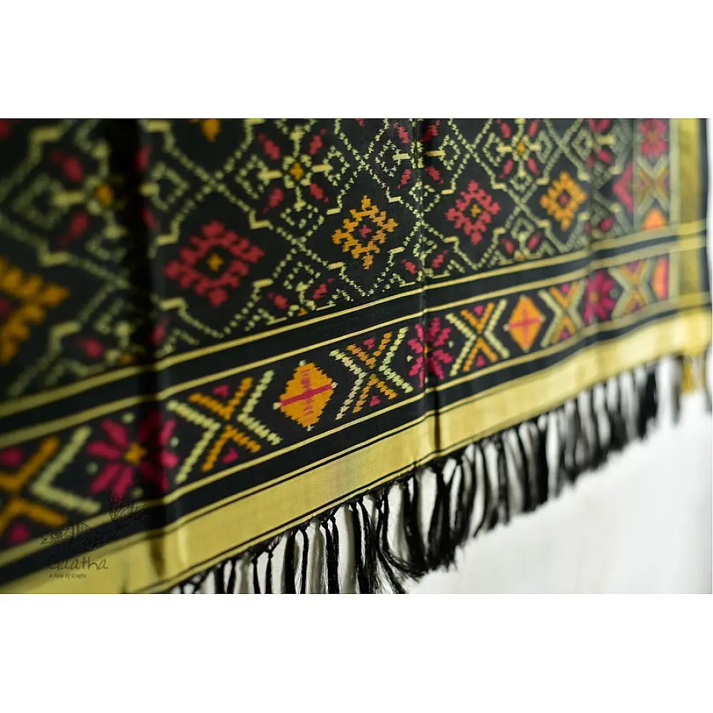 shop pure silk patola dupatta - black