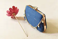 A pocket full of joy ~ Tangaliya Clutch Purse / Blue Sling Bag