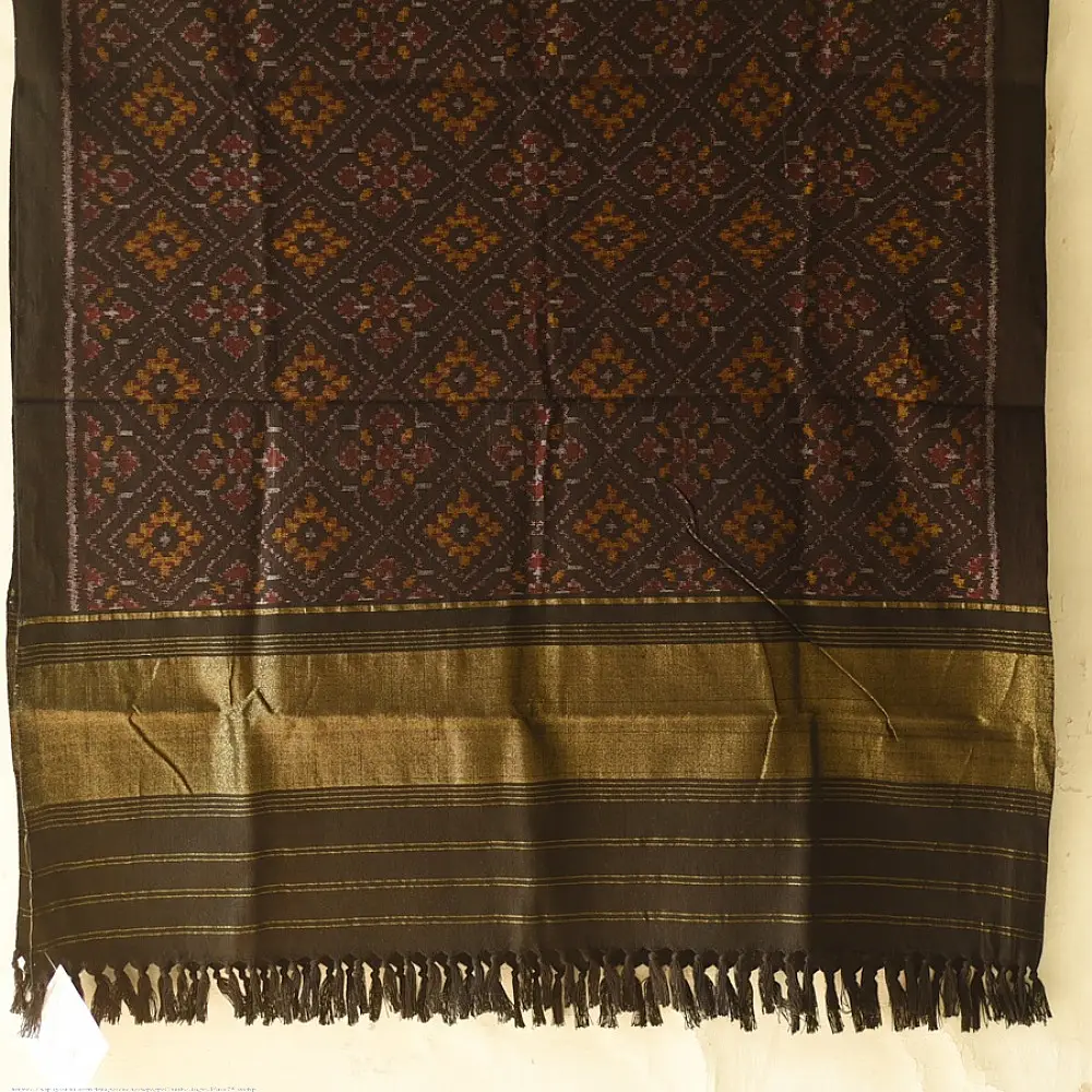 shop Woolen Patola Shawl - Black Diamond Motif