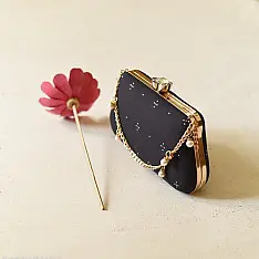 A pocket full of joy ~ Tangaliya Clutch Purse / Black Sling Bag