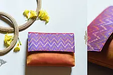 A pocket full of joy | Patola Purse / Sling Bag - Purple & Golden Orange
