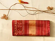 चंपा - चकली ⁂ Handwoven Patola Silk Saree | Red Elephant Design