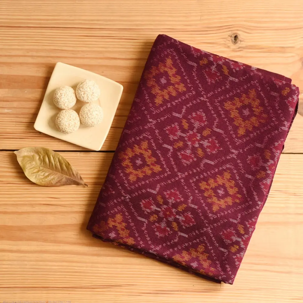 shop Woolen Patola Shawl -Wine 