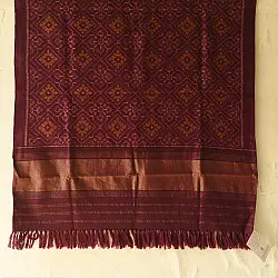 Vasant . वसंत ~ Woolen Patola Shawl ~ Wine Color