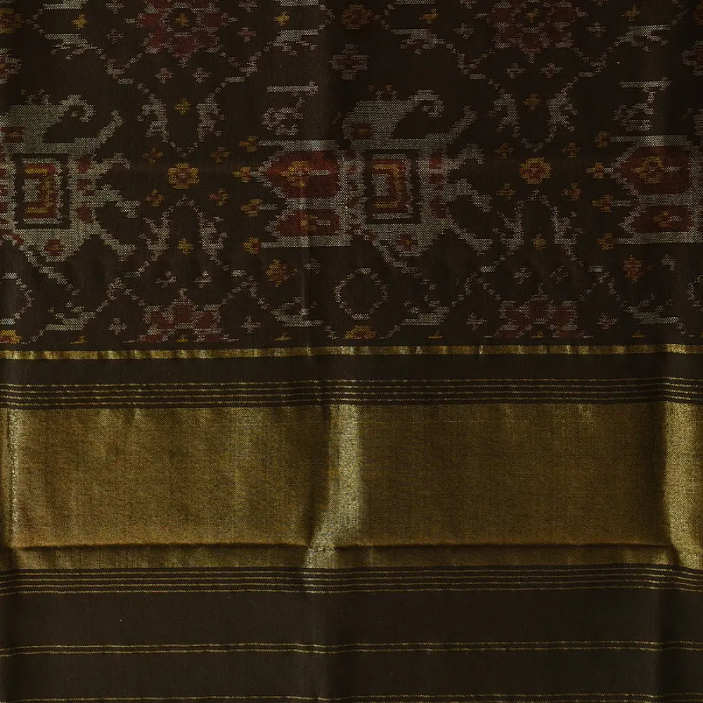 shop Woolen Patola Shawl - Black Hathi Motif
