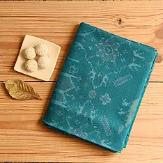 Vasant . वसंत ~ Woolen Patola Shawl ~ Teal Swan Motif