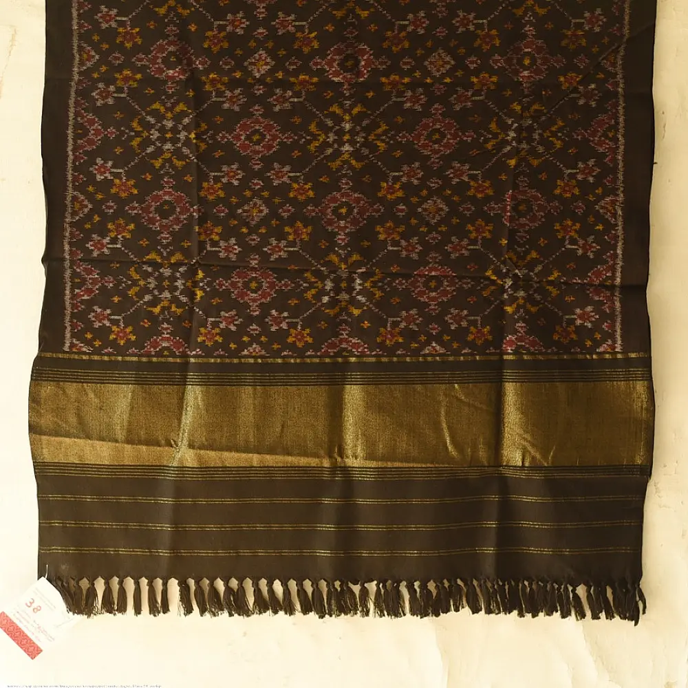 shop Woolen Patola Shawl - Black Traditional