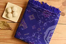 Vasant . वसंत ~ Woolen Patola Shawl ~ Blue Swan Motif