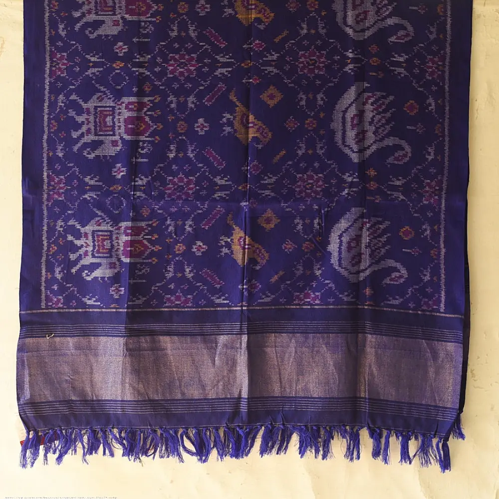shop Woolen Patola Shawl - Blue Swan Motif