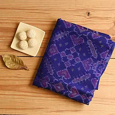 Vasant . वसंत ~ Woolen Patola Shawl ~ Blue Traditional