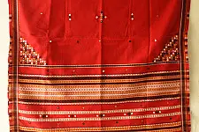 Winter's Call ❁ Kutchi Embroidered Mirror Work & Bhujodi Woven Woolen Shawl - Red