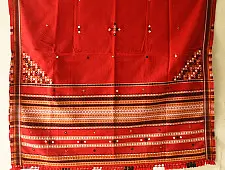 Winter's Call ❁ Kutchi Embroidered Mirror Work & Bhujodi Woven Woolen Shawl - Red