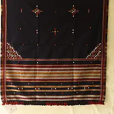 Winter's Call ❁ Kutchi Embroidered Mirror Work & Bhujodi Woven Woolen Navy Blue Shawl