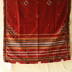 Winter's Call ❁ Kutchi Embroidered Mirror Work & Bhujodi Woven Woolen Shawl - Maroon