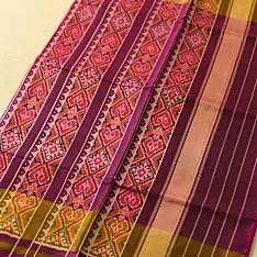चंपा - चकली ⁂ Handwoven Traditional Patola Silk Saree | Purple 