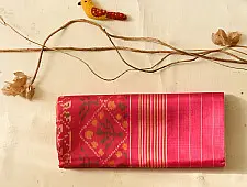 चंपा - चकली ⁂ Traditional Patola Silk Saree | ivory & Pink 