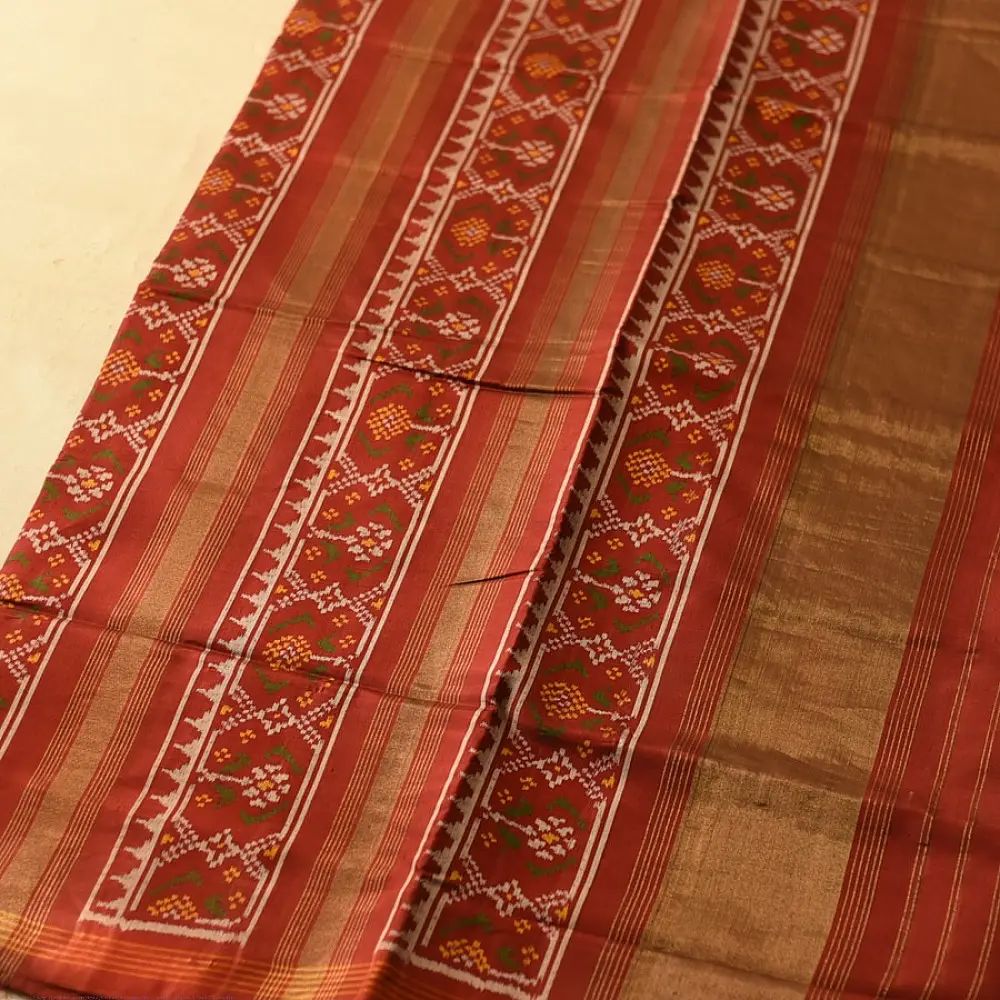 shop Handwoven Patola Silk Saree - Double Ikat Patola green