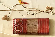 चंपा - चकली ⁂ Semi Double Ikat Patola Silk Saree | Red & Green
