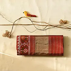 चंपा - चकली ⁂ Semi Double Ikat Patola Silk Saree | Red & Green