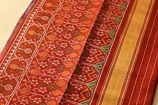 चंपा - चकली ⁂ Handloom Semi Double Ikat Patola Saree | Red & Blue 