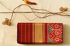 चंपा - चकली ⁂ Handloom Semi Double Ikat Patola Saree | Red & Blue 