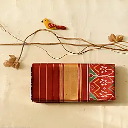 चंपा - चकली ⁂ Handloom Semi Double Ikat Patola Saree | Red & Blue 