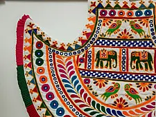 Wall Hanging ⁂ Kutchi Embroidered Traditional Fan Wall Piece / Wall Hanging - Vinjano