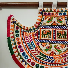 Wall Hanging ⁂ Kutchi Embroidered Traditional Fan Wall Piece / Wall Hanging - Vinjano
