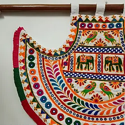 Wall Hanging ⁂ Kutchi Embroidered Traditional Fan Wall Piece / Wall Hanging - Vinjano