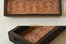 Joyance | Patola Silk Orange Tray With Handle