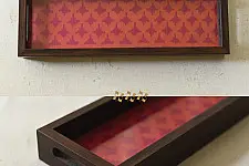 Joyance | Patola Silk Pink Tray With Handle