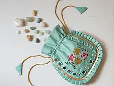A pocket full of joy | Embroidered Potli Purse With Detachable Belt - Light Blue