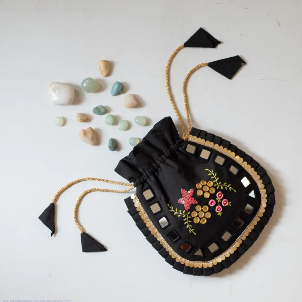 shop Embroidered Potli Purse With Detachable Belt