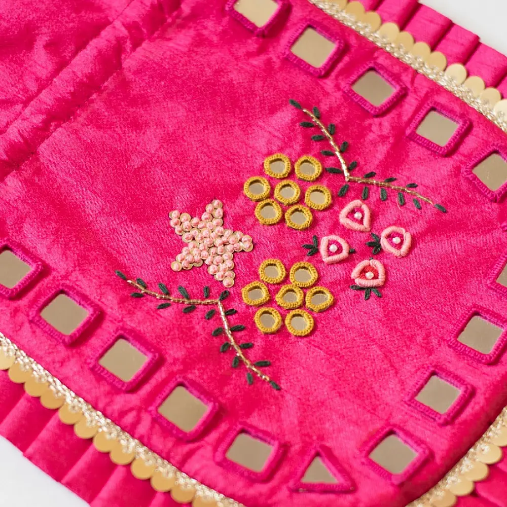 shop Embroidered Potli Purse With Detachable Belt  - Rani Pink