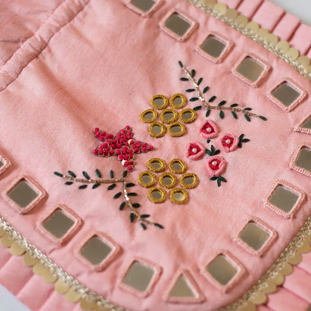shop Embroidered Potli Purse With Detachable Belt - Light Pinnk