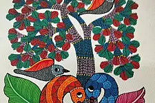 Nandan . नंदन ✦ Handcrafted ~ Gond Painting ( 12" x 16" ) - Tribal Tale