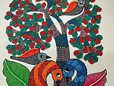 Nandan . नंदन ✦ Handcrafted ~ Gond Painting ( 12" x 16" ) - Tribal Tale