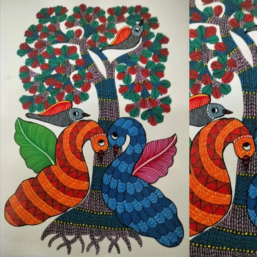 Hand Painted Gond Painting - Tribal Tale